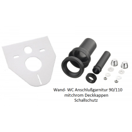 Wand-WC Anschlußgarnitur 90/110mm mit Schallschutz 4mm stark Deckkappen chrom Haas WC- AnschlussgarniturenWC- Anschlussgarnit...