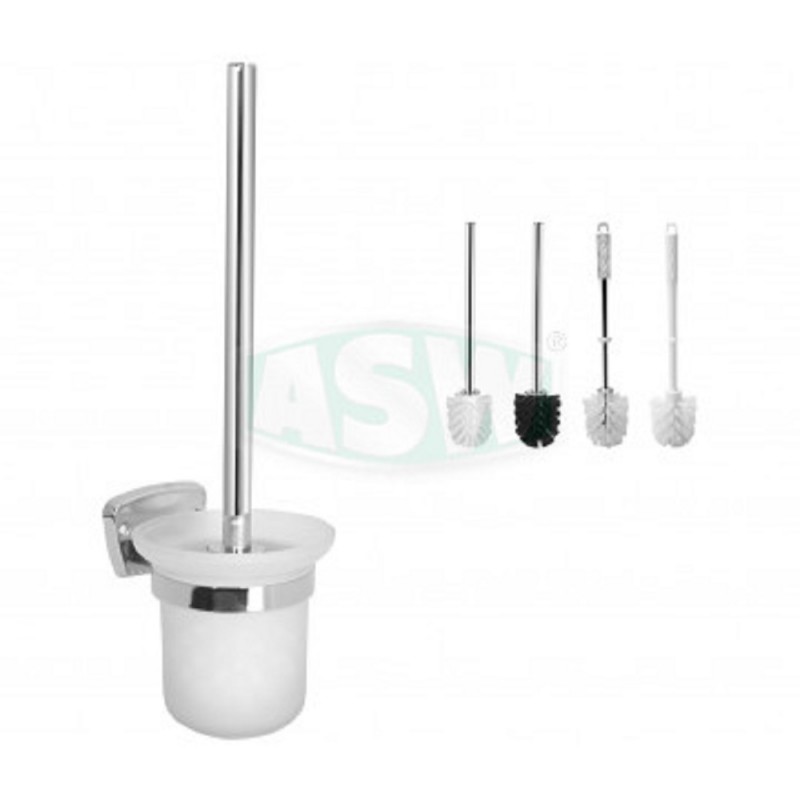Toilettenbürstengarnitur Messing verchromt Opalglas rund verschiedene Ausführung Serie: 1000 ASW Toiletten- Papierhalter + Bü...