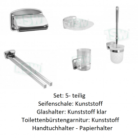 5- teiliges Set, Serie: 1000 ASW Toiletten- Papierhalter + BürstenToiletten- Papierhalter + Bürsten -19%
