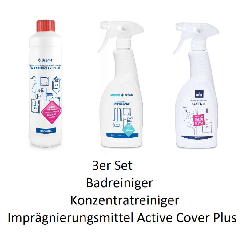 500ml Konzentrat für Bad und Küche + 500ml Badreiniger+ 500ml Imprägniermittel Aktive Cover Plus Deante PutzmittelPutzmittel ...