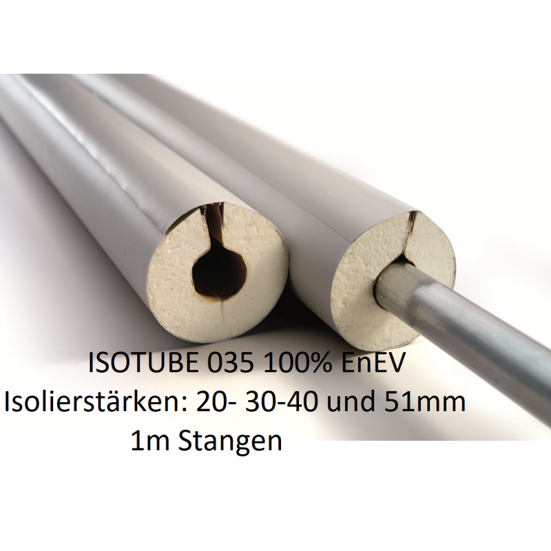 Isotube 35 1m Stangen 100% EnEV Rohrisolierung aus PU mit Kunststoffummantelung und Klebeverschluß NMC Deutschland ISOTUBE 03...