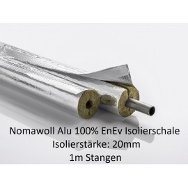 Nomawool Alu 100% EnEVRohrisolierung Steinwolle Isolierstärken 20 mm1m Stangen NMC Deutschland Steinwolle- Alu IsolierschaleS...