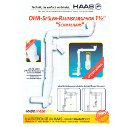 OHA Spülen-Raumsparsiphon 11/2" DN 32/40 mit einem Geräteanschluss mit Reinigungsöffnung Haas Spülen- RaumsparsiphonSpülen- R...