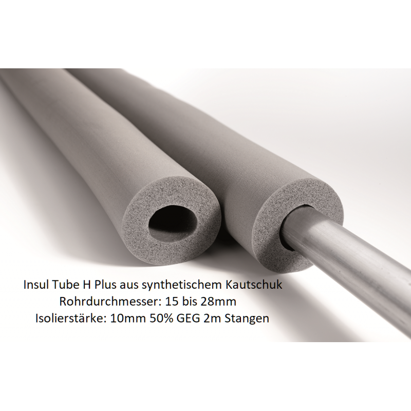 Rohrisolierung Insul Tube H Plus von 15 bis 28mm x 10 mm 50% GEG 2m Stangen synthetischem Kautschuk NMC Deutschland Insul-Tub...