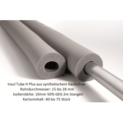 Rohrisolierung Insul Tube H Plus von 15 bis 28mm x 10 mm 50% GEG 2m Stangen synthetischem Kautschuk Kartoninhalt NMC Deutschl...