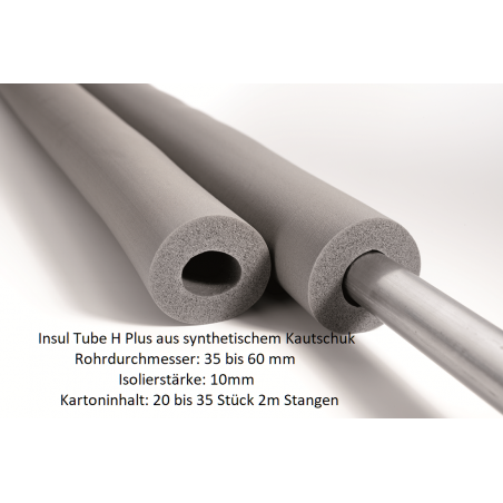 Rohrisolierung Insul Tube H Plus von 35 bis 60mm x 10 mm 2m Stangen synthetischem Kautschuk Kartoninhalt NMC Deutschland Insu...