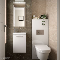 Badezimmermöbel Mirco 400 weiß glänzend lackiert +Waschtisch + Spiegel Salgar BadmöbelBadmöbel -19%