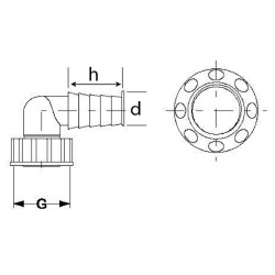 Anschlusswinkelschlauchtülle 90° 3/4" mit Rosette weiß für Unterputzsiphone Haas Zubehör für Unterputz- SiphoneZubehör für Un...