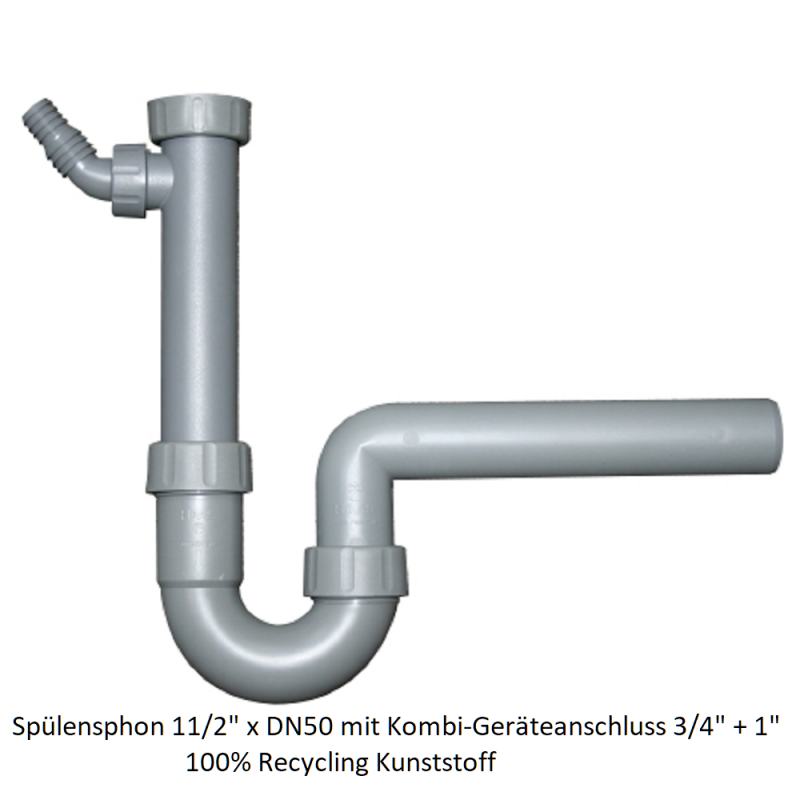 Spülensiphon 11/2" Greta mit einem WS-Anschluss 100% Recycling Haas Spülen- RaumsparsiphonSpülen- Raumsparsiphon -19%