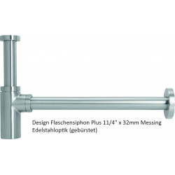 Design Flaschensiphon Plus Messing Edelstahloptik (gebürstet) 11/4 x 32mm ASW Waschtisch-Siphone verchromtWaschtisch-Siphone ...